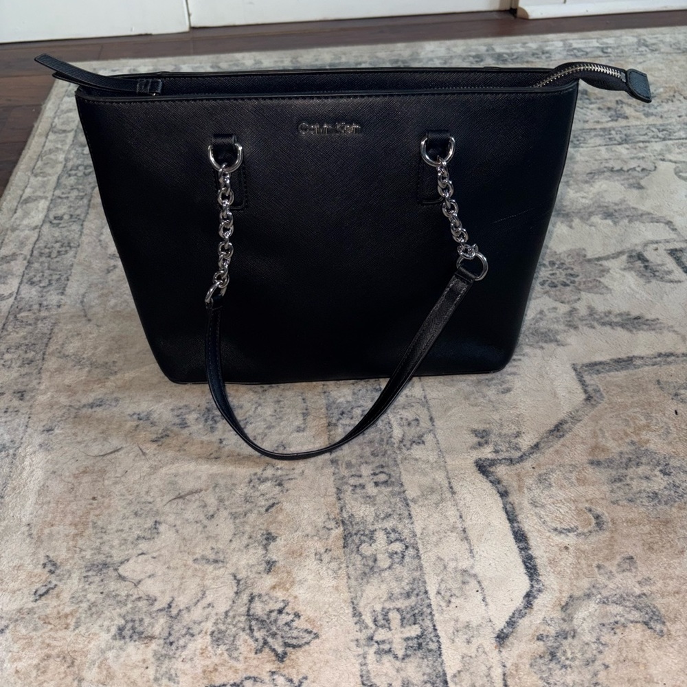 Black Leather Tote Bag